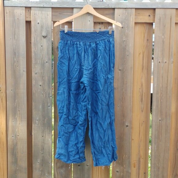 POINT ZERO Denim Lounge Pants Wide Leg Distressed Cuffs Women's Medium - Picture 7 of 7